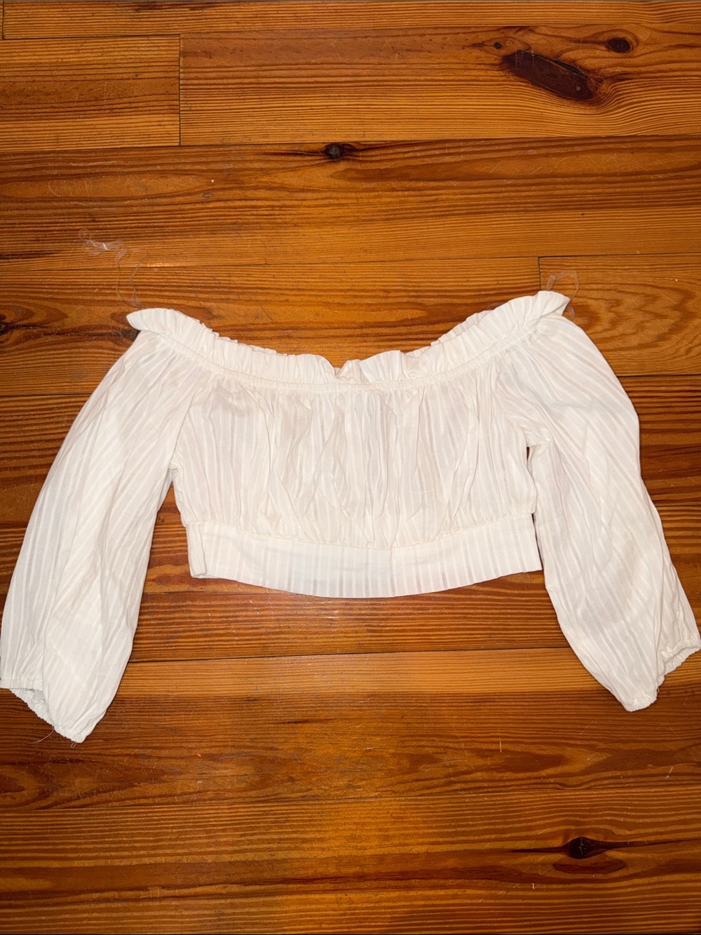 HYFVE White Off-Shoulder Ruffle Crop Top